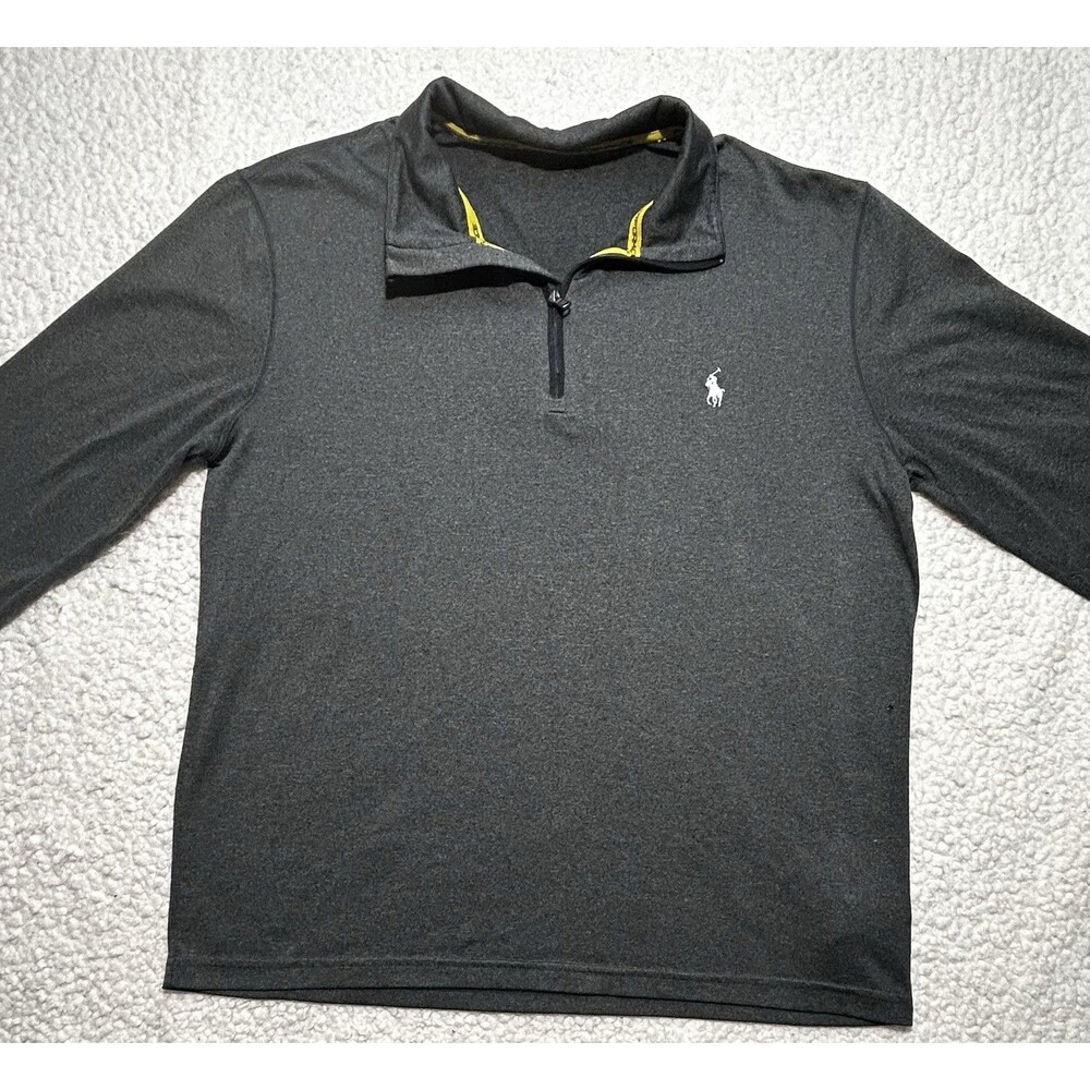 As-Is Polo Ralph Lauren Mens Gray Interlock Quarter Zip Pullover Sweatshirt Read